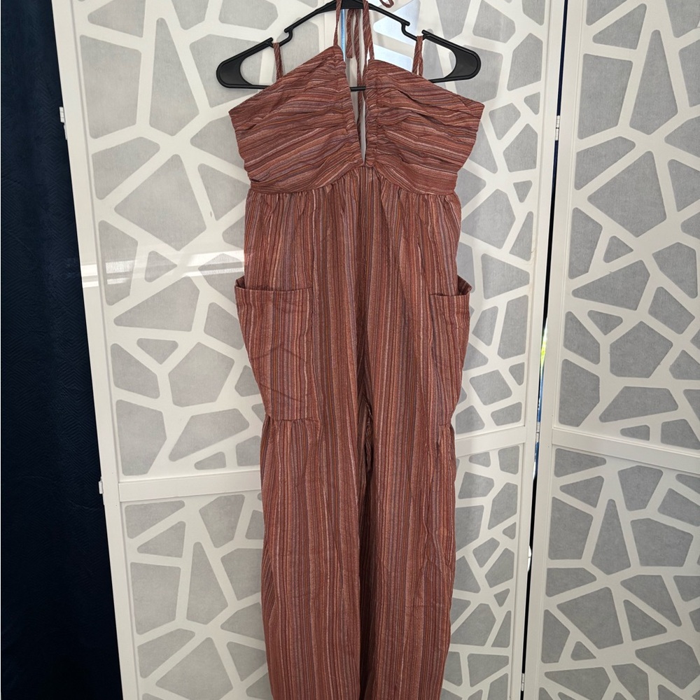 Striped Brown Jumpsuit